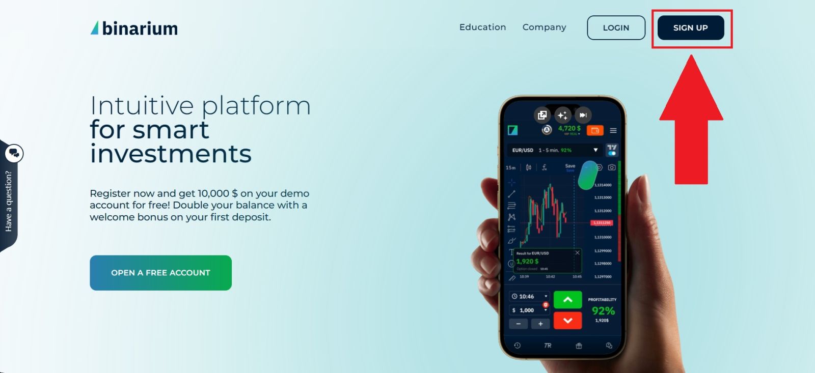 Çalt Binarium hasaba alyş 2026: Birnäçe minutda hasaby nädip açmaly